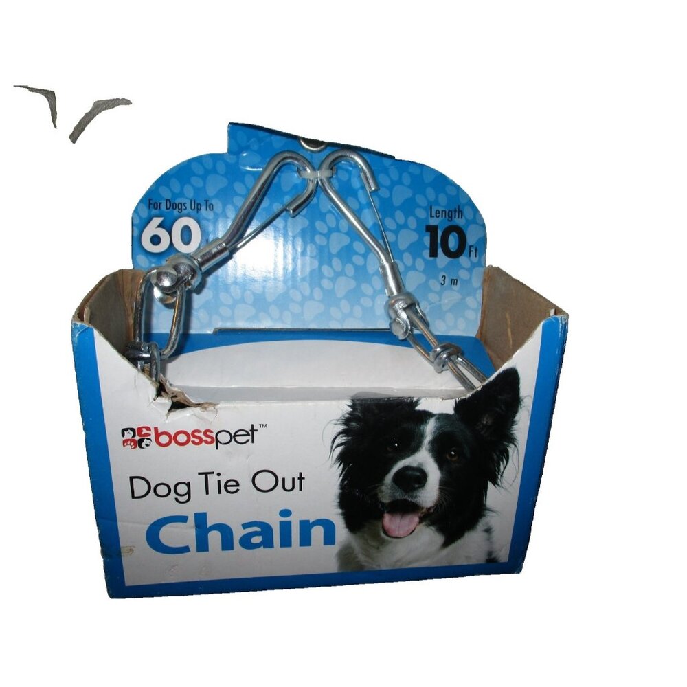 Bosspet 43710 Silver Steel Large Dog Tie Out Chain 10 ft. for Dogs Upto 60 lbs.